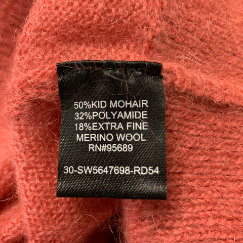 TODD SNYDER Size L Orange Knit Mohair Blend Crew-Neck Pullover