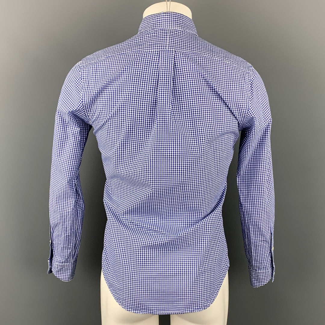 RALPH LAUREN Size S Blue & White Checkered Cotton Button Down Long Sleeve Shirt