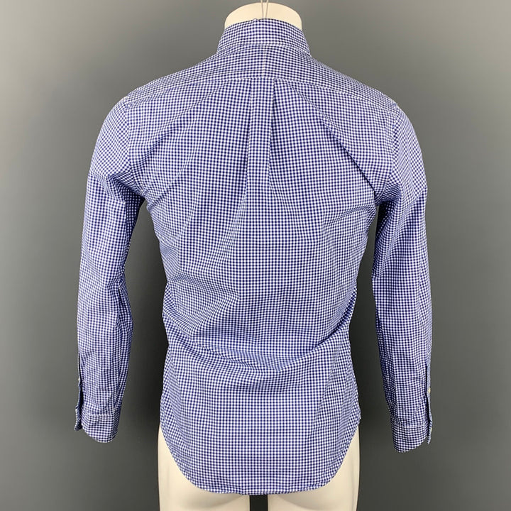 RALPH LAUREN Size S Blue & White Checkered Cotton Button Down Long Sleeve Shirt