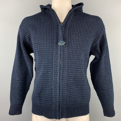 45rpm Size XL Navy Ribbed Cotton Hooded Zip Up Jacket