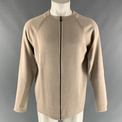 SALVATORE FERRAGAMO Chaqueta de punto de algodón y cachemir talla M Avena