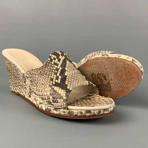 WMV. Size 8 Taupe Beige Phyton Skin Wedge Sandals