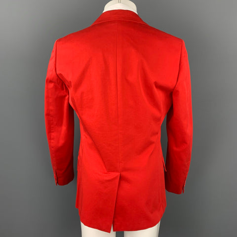 BOTTEGA VENETA Size 42 Red Cotton Notch Lapel Sport Coat