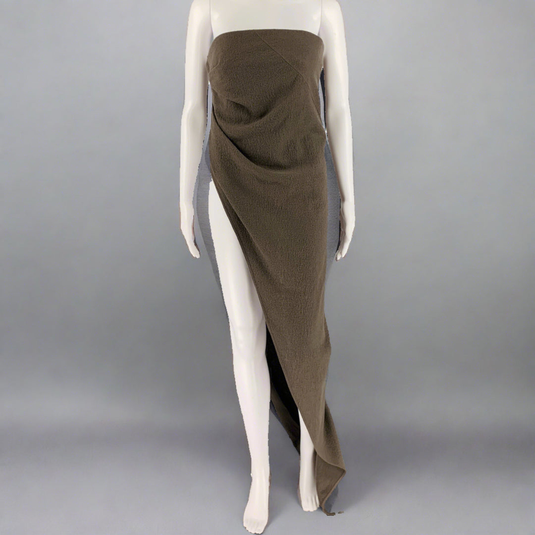 RICK OWENS FW23 Size 4 Grey Taupe Wool Strapless Long Gown  Sui Generis  Designer Consignment