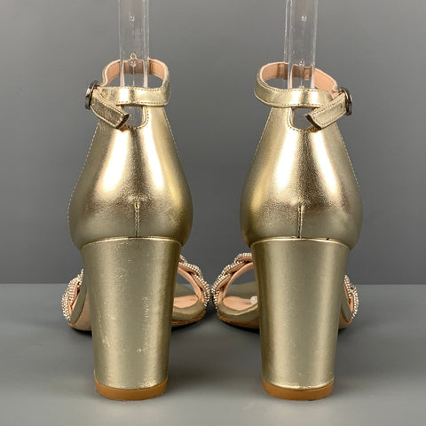 STUART WEITZMAN Talla 6.5 Sandalias de tacón grueso trenzado de cuero plateado platino
