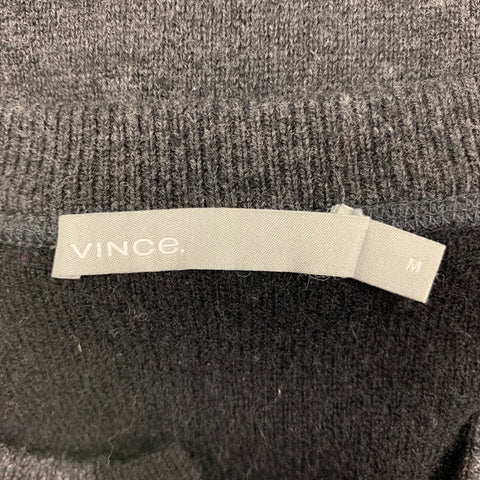 VINCE Talla M Jersey Henley de lana jaspeada/cachemira color carbón