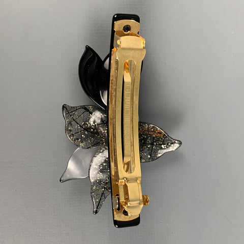 ALEXANDRE de PARIS Silver Black Floral Hair Clip