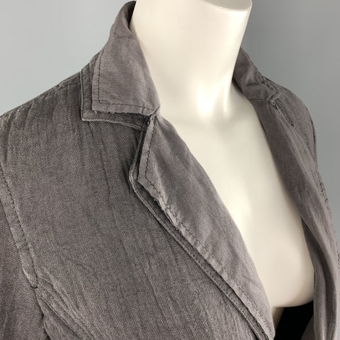 PAS de CALAIS Size 4 Grey Linen Layered Lapel Blazer