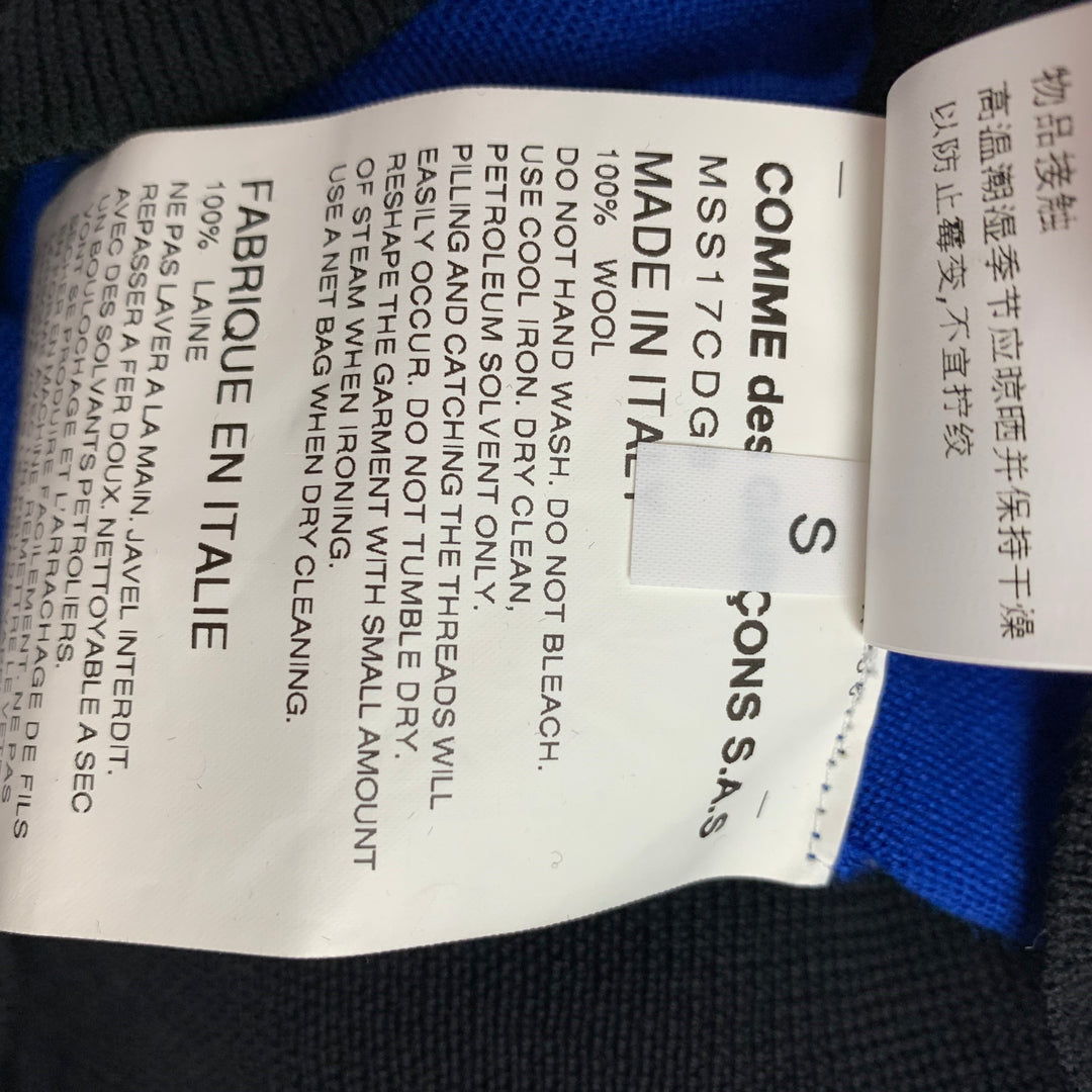 VETEMENTS x COMME des GARCONS SHIRT Size S Blue Black White Knitted Merino Wool Crew-Neck Pullover