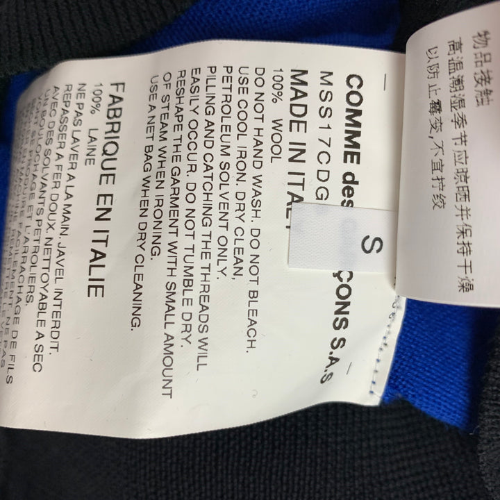 VETEMENTS x COMME des GARCONS SHIRT Size S Blue Black White Knitted Merino Wool Crew-Neck Pullover