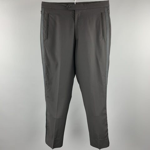 PAUL SMITH Size 32 Black Wool / Mohair Tuxedo Dress Pants