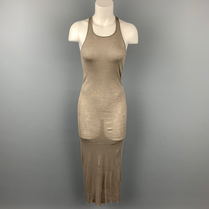 RICK OWENS F/W 19 Size 4 Taupe Cotton Lary Tank Dress