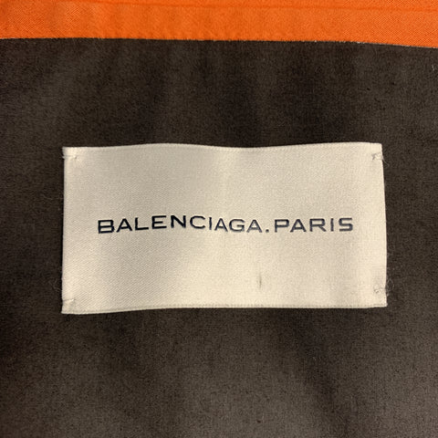 BALENCIAGA Size 38 Khaki Mixed Materials Coated Double Breasted Cotton Coat