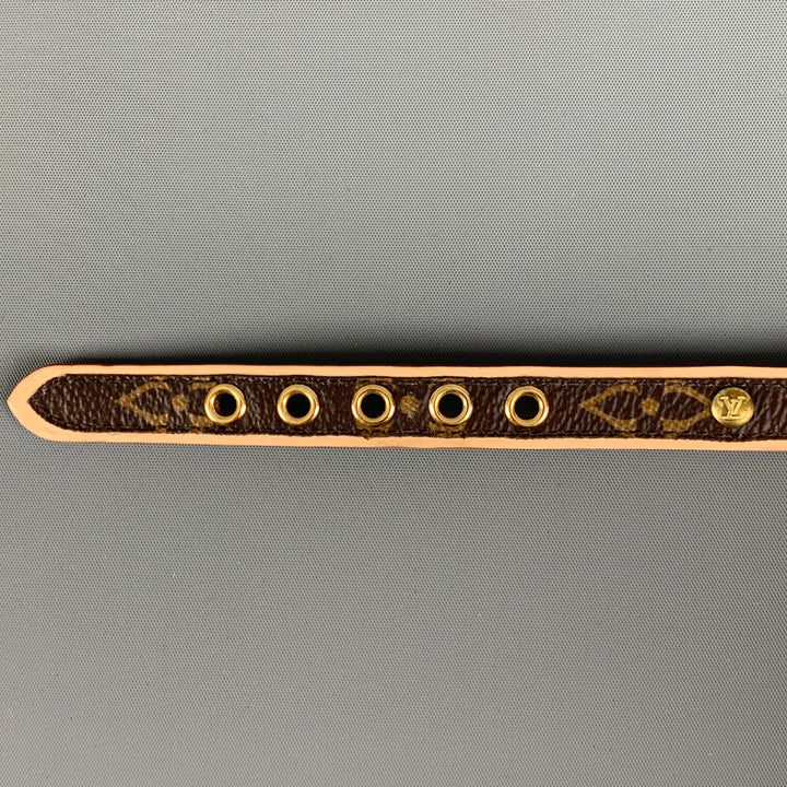 LOUIS VUITTON Dog Collar Brown Beige Monogram Coated Leather Goods