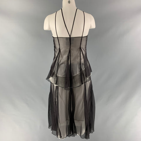 SPORTMAX Size 4 Black White Silk / Cotton See Through Skirt