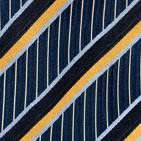 ERMENEGILDO ZEGNA Navy Yellow Stripe Silk Tie
