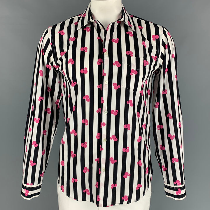 MARC by MARC JACOBS Size L Black White Stripe Cotton Button Up Long Sleeve Shirt