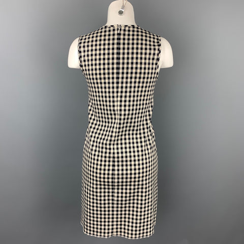 THEORY Size 0 Black & White Gingham Cotton Blend Sheath Dress