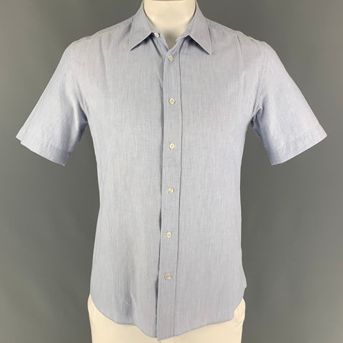ACNE STUDIOS Size L Light Blue Cotton Short Sleeve Shirt