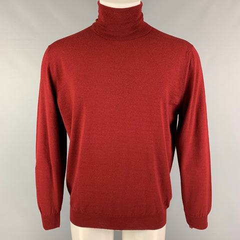 ERMENEGILDO ZEGNA Size M Burgundy Wool Turtleneck Sweater