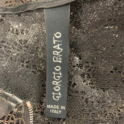 GIORGIO BRATO Taille 4 Blazer veste zippée perforée en dentelle noire