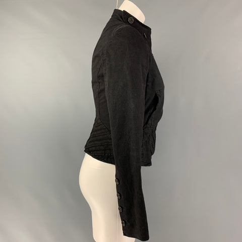 HE.VI.DA. Size 4 Black Cotton Zip Up & Buttons Jacket
