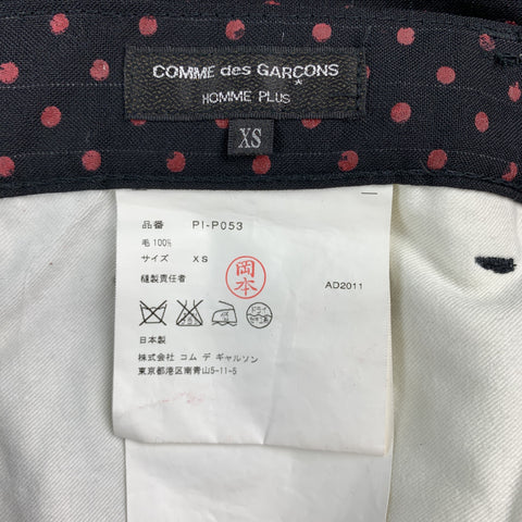 COMME des GARCONS HOMME PLUS Size XS Black & Red Dots Wool Dress Pants