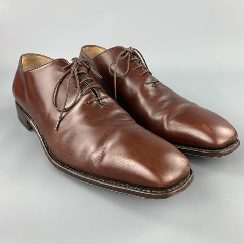 SALVATORE FERRAGAMO Taille 12 Cuir Marron Bout Uni À Lacets