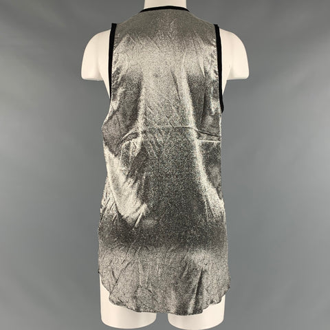 FAITH CONNEXION Size S Silver Metallic Silk Blend Tank Top