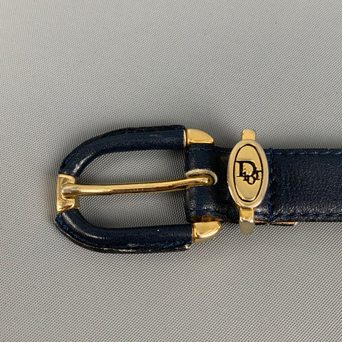 CHRISTIAN DIOR Waist Size M Navy Leather Belt