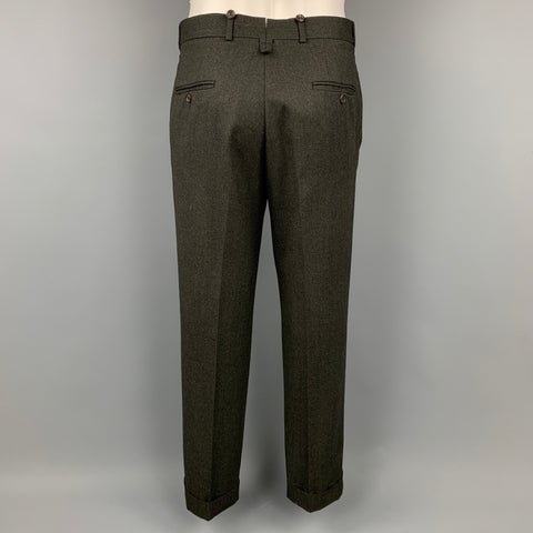 BLACK FLEECE Size 38 Charcoal Grid Wool Notch Lapel 3 Piece Suit