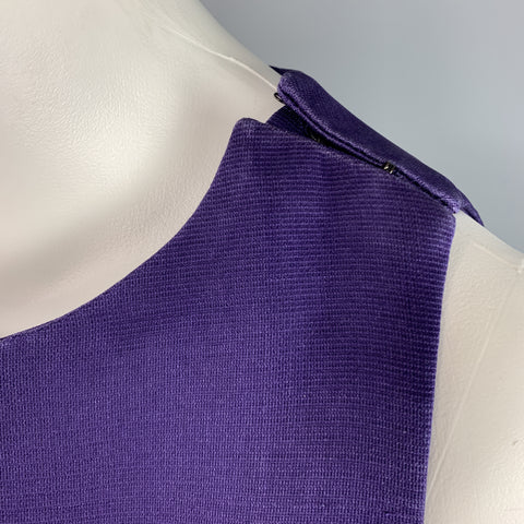 BALENCIAGA Size 6 Purple Silk Sleeveless Ruffle Skirt Sheath Cocktail Dress