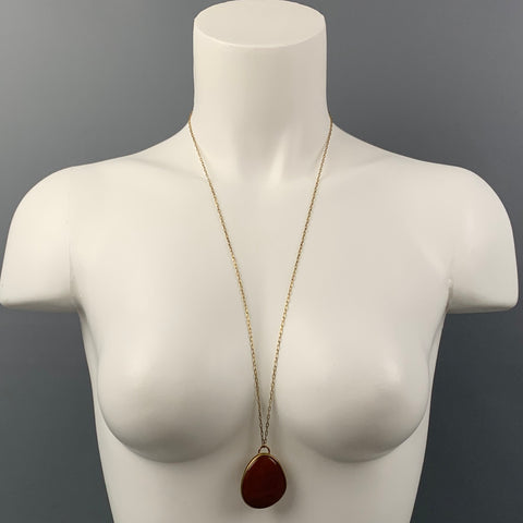 BANANA REPUBLIC Gold Brown Chain Link Stone Necklace