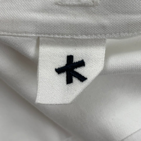ADAM KIMMEL Size L White Cotton Silk Banded Collar Long Sleeve Shirt