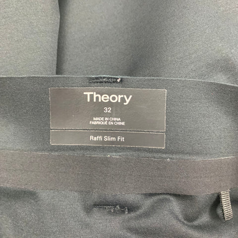 THEORY Size 32 Black Cotton Polyester Zip Fly Raffi Pants