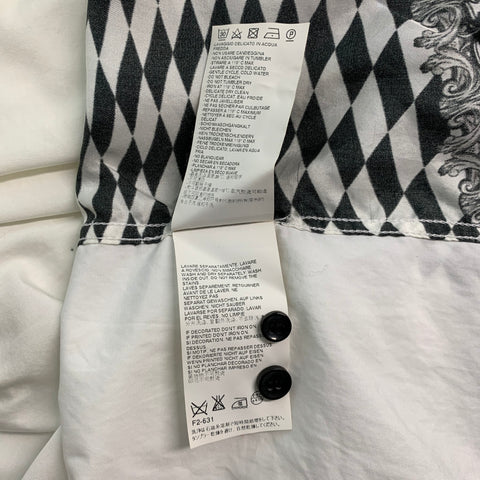 JUST CAVALLI Size L White Blue Black Snake Cotton Long Sleeve Shirt