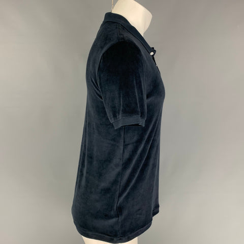 PENGUIN Size M Navy Velvet Cotton  Polyester Short Sleeve Polo