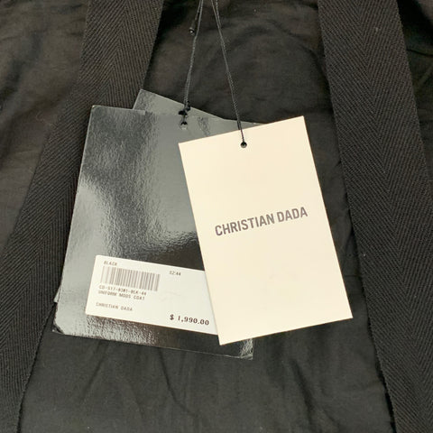 CHRISTIAN DADA Chest Size 34 Size 34 Black Rayon Blend Hooded Coat