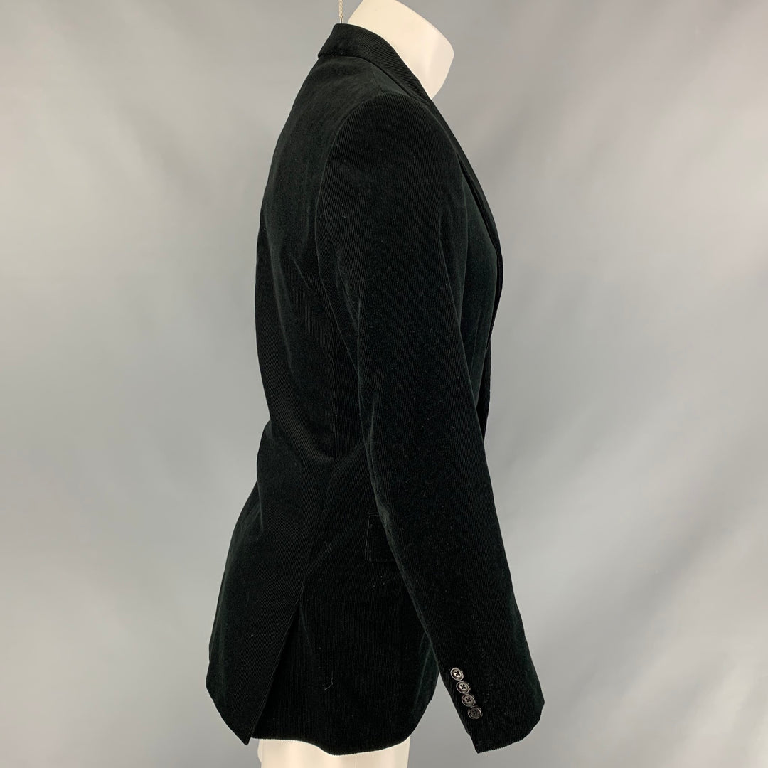 RALPH LAUREN Size 38 Black Corduroy Cotton Notch Lapel Sport Coat