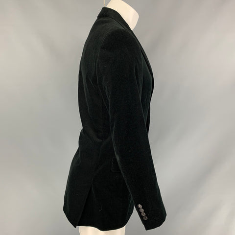 RALPH LAUREN Size 38 Black Corduroy Cotton Notch Lapel Sport Coat