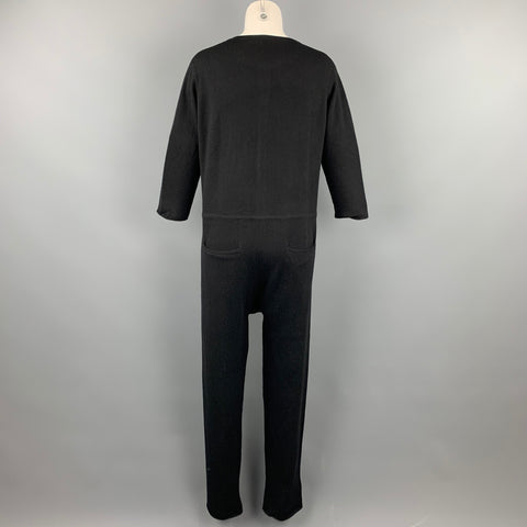 SISTER Size M Black Knit Patch Pocket Overalls