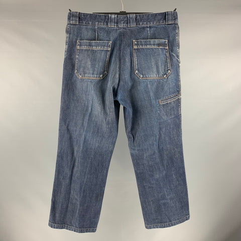 PRADA Size 36 Blue Denim Wide-Leg Jeans