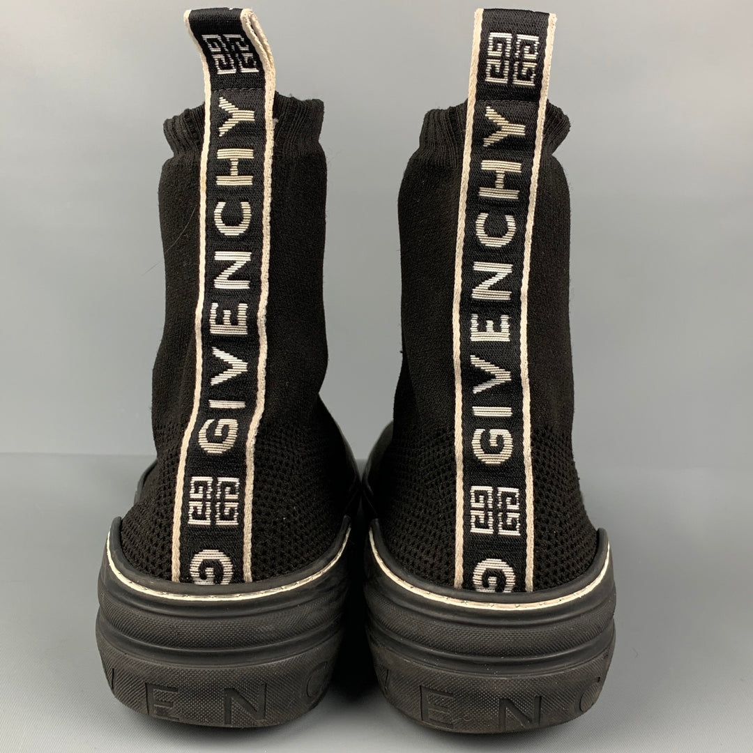 GIVENCHY Size 11 Black White Signature Polyester George V Sock Boots