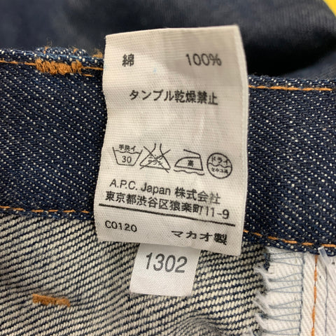 A.P.C. Size 29 Dark Blue Contrast Stitch Cotton Straight Button Fly Jeans