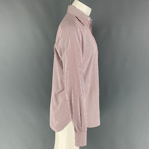 BRIONI for WILKES BASHFORD Size M Red White Stripe Long Sleeve Shirt