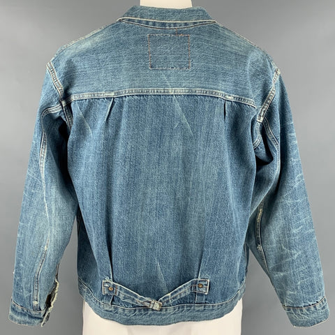 LEVI STRAUSS Size XL Blue Washed Selvedge Denim Jacket