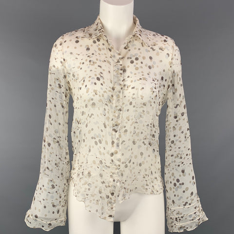 POLECI Taille 4 Chemisier en mousseline de soie blanc et taupe
