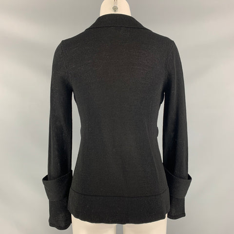 DROZDZIK Size XS Black Cotton Solid Cardigan