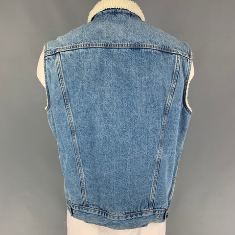 LEVI'S Size XL Blue Washed Denim Trucker Vest