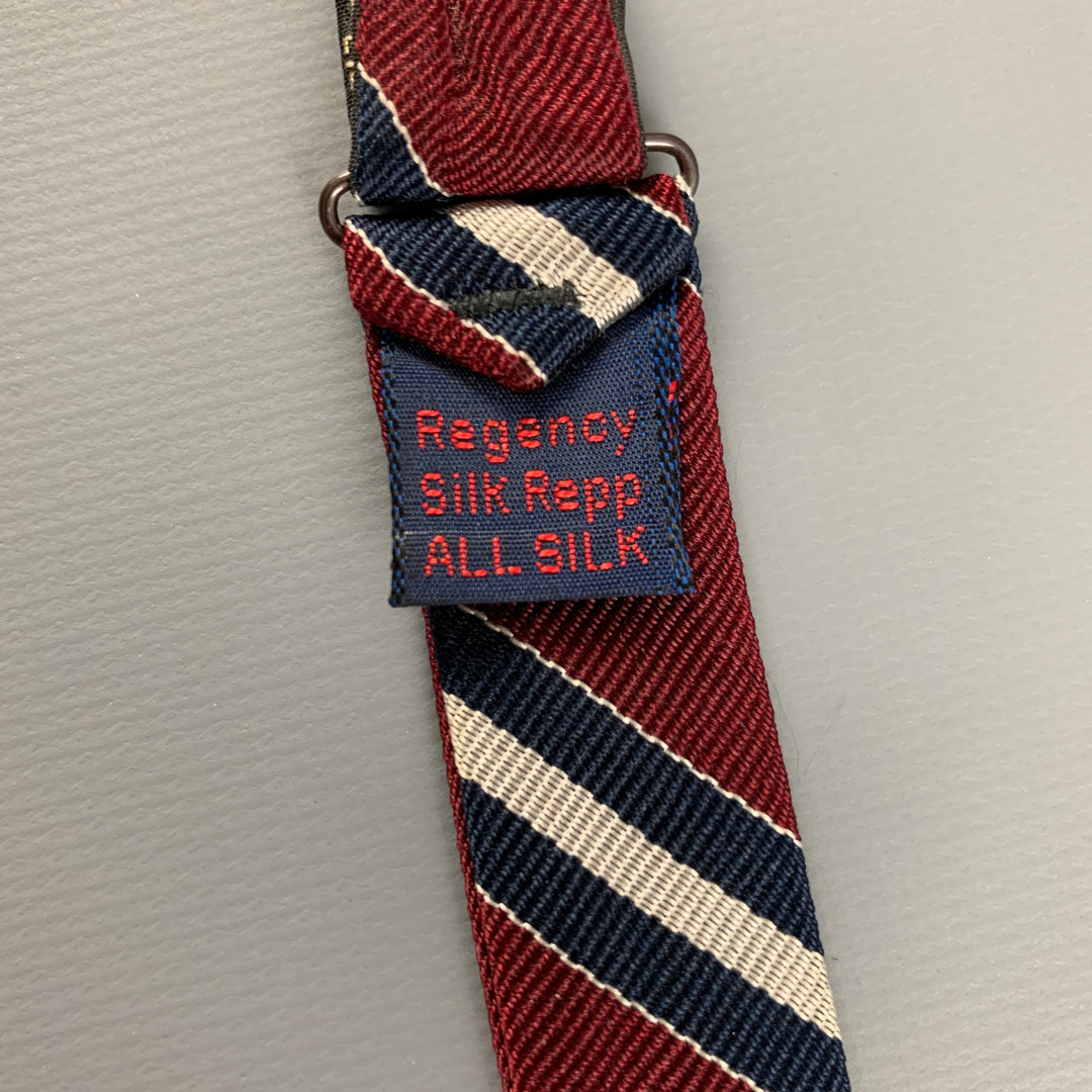 ROOSTER Burgundy Navy Diagonal Stripe Silk Bow Tie